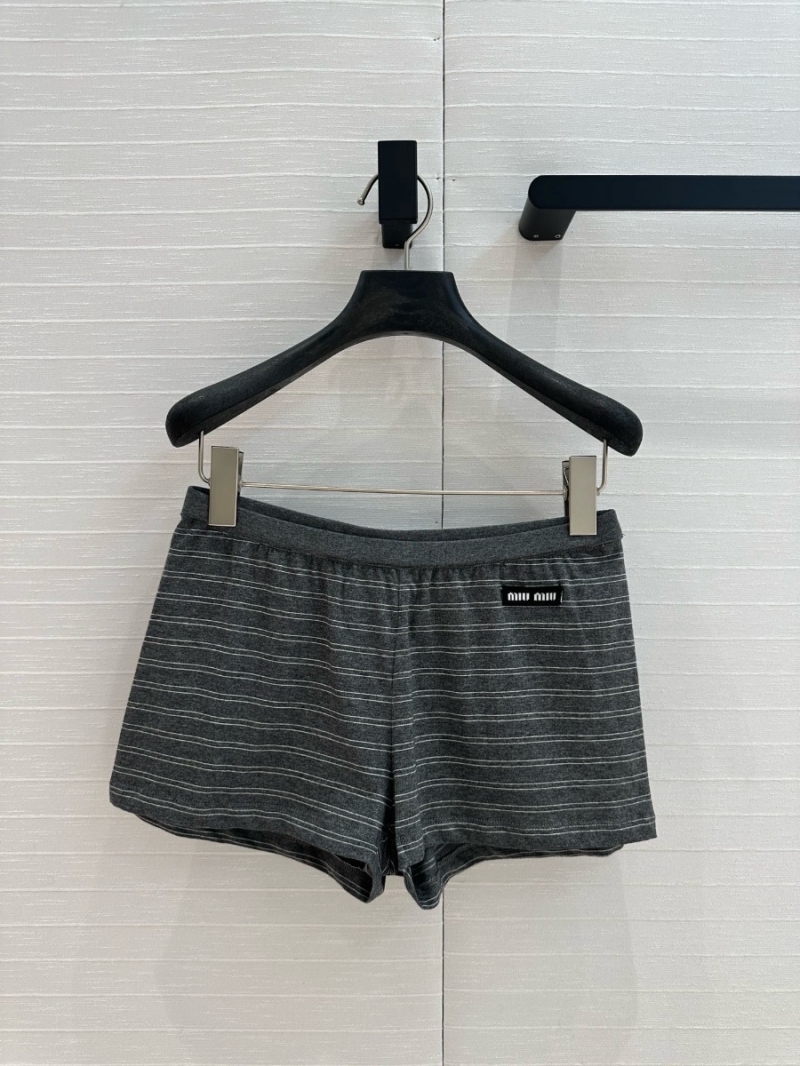 Miu Miu Early Spring 2025 Grey Striped Cotton Shorts