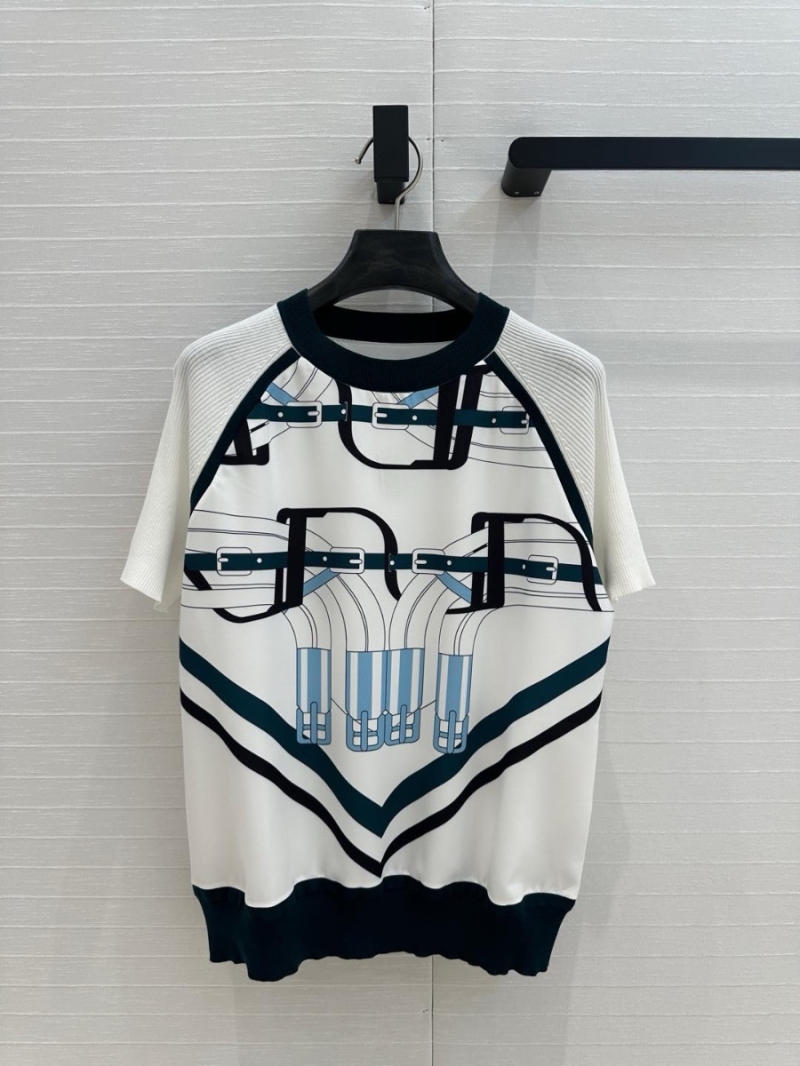 Hermes Early Spring 2025 Saddle Print Knit Top with Mixed Media Design