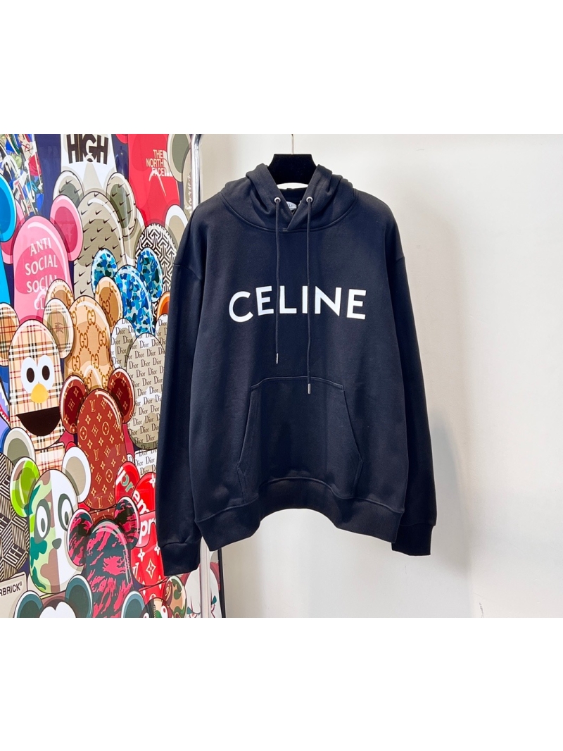 CELINE Capsule Collection Minimalist Unisex Hoodie. Black