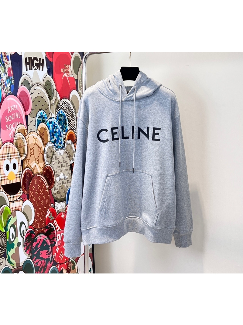 CELINE Capsule Collection Minimalist Unisex Hoodie. Gray