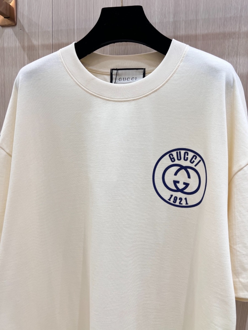 Gucci Early Spring 2024 Collection High-Weight Pure Cotton Short Sleeve T-Shirt - White 