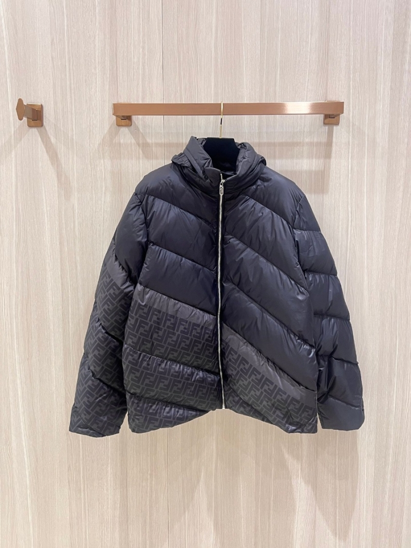 Fendi New Collection Diagonal Quilted Performance Down Jacket. Black