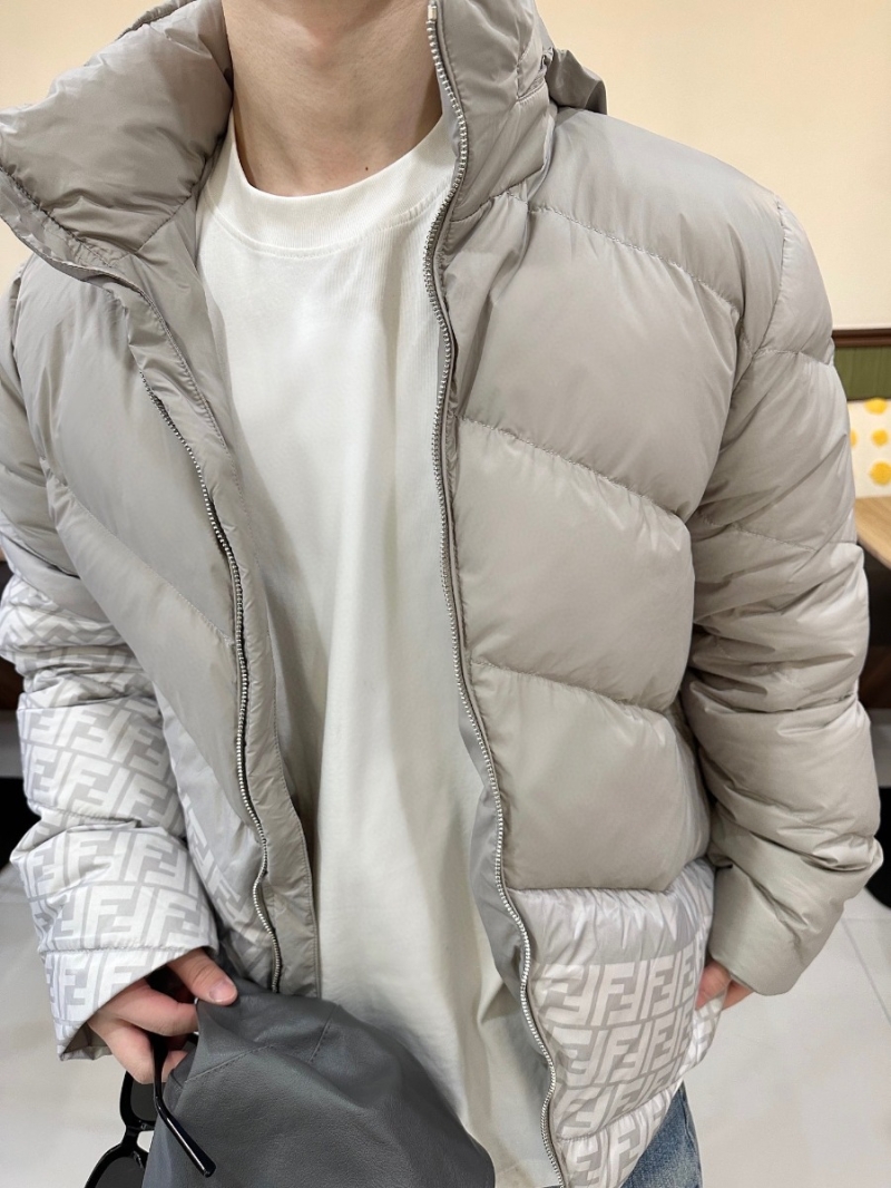 Fendi New Collection Diagonal Quilted Performance Down Jacket. White