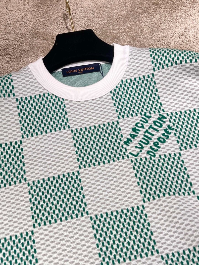 Louis Vuitton LV Summer Men – Checkerboard Wool-mix Knit Short Sleeve T-Shirt