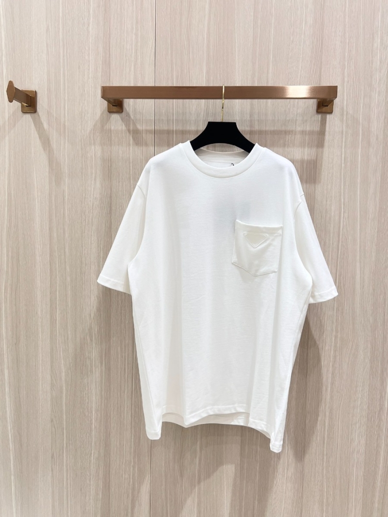 PRADA Pocket Label Pure Cotton Short-Sleeve T-Shirt. White