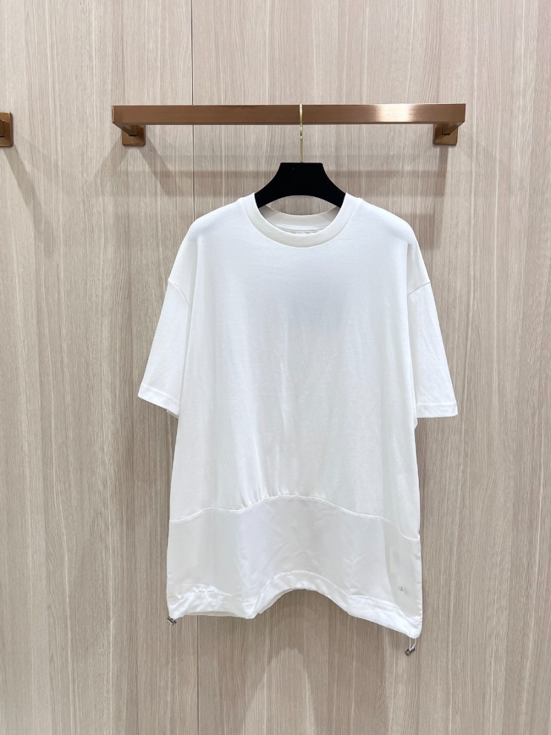 PRADA Nylon Patch Triangular Logo Short-Sleeve T-Shirt. White