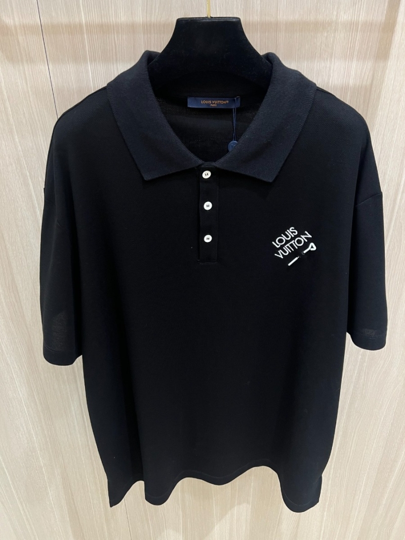 Louis Vuitton Pin Embroidery Polo Cotton T-Shirt - Black