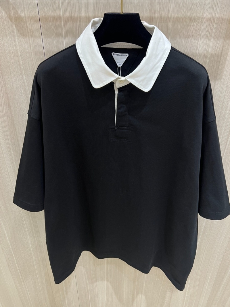 Bottega Veneta New Arrival Heavyweight Loose Polo T-Shirt. Black