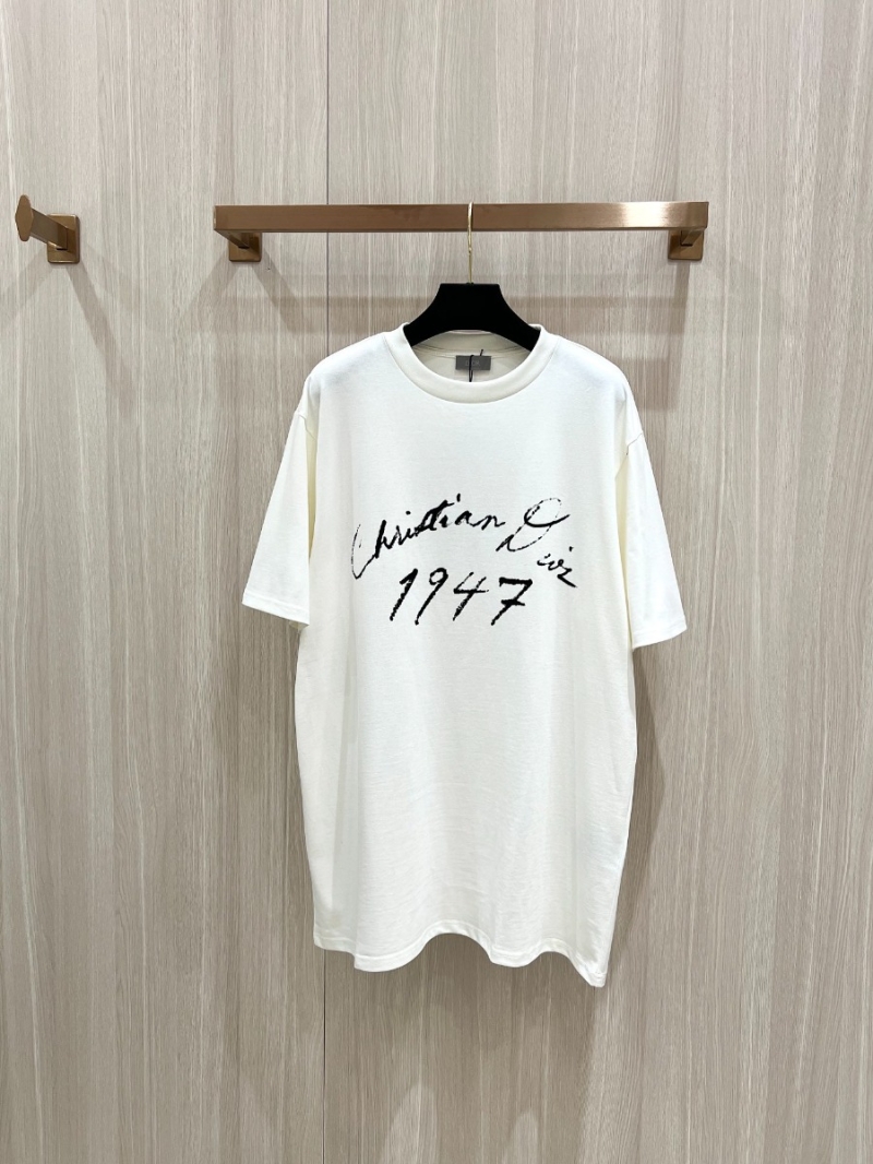 Dior 1947 Signature Velvet Print T-Shirt. White