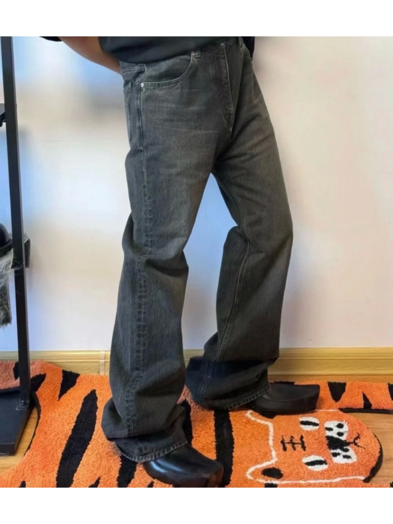 Balenciaga Men's 24 SS Grade Robe Bootcut Washed Denim Jeans in Black Grey