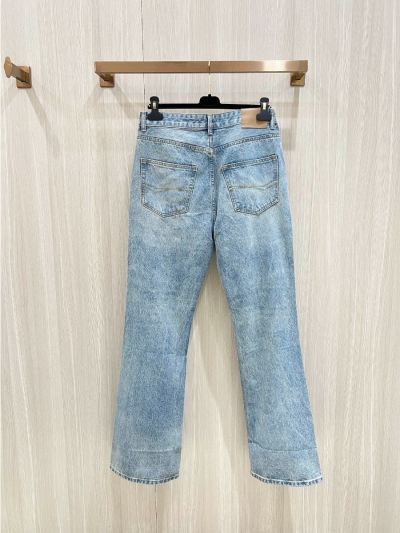 Balenciaga Men's 24 SS Grade Robe Bootcut Washed Denim Jeans in Washed Blue