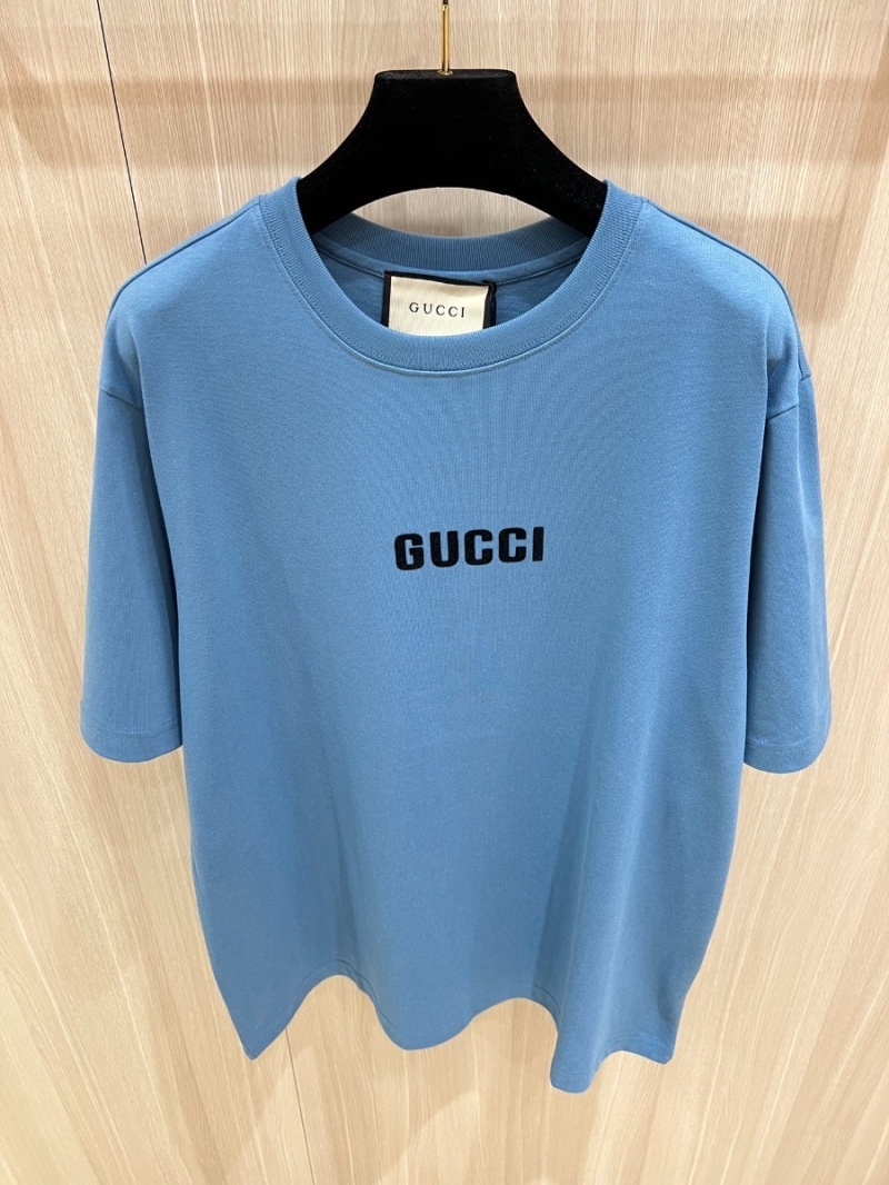 Gucci Spring Collection Classic Blue Cotton T-Shirt