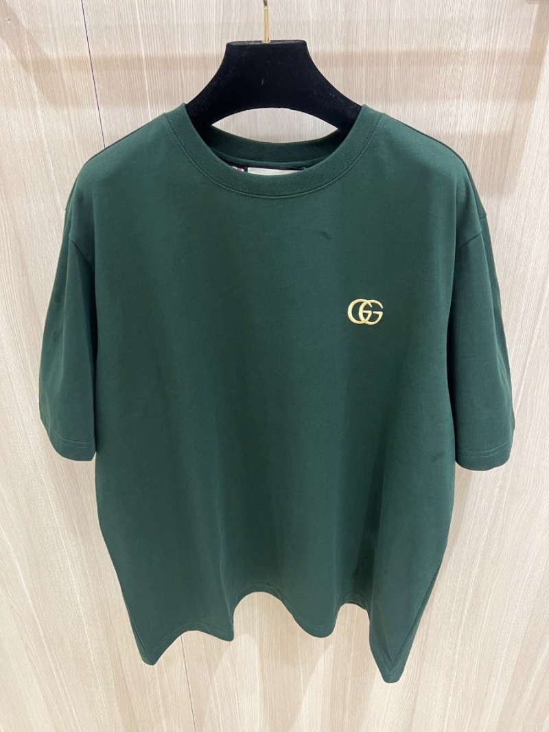 Gucci Spring/Summer Cross-Letter Short Sleeve T-Shirt. Green
