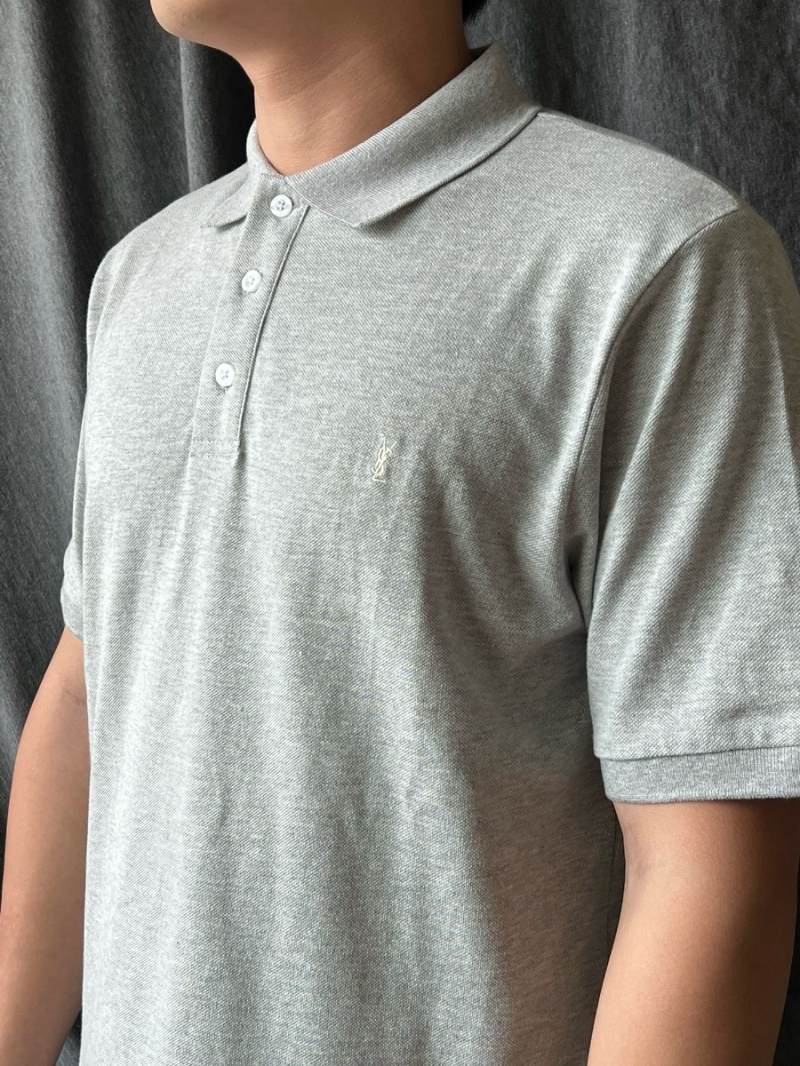 SAINT LAURENT Polo Shirt. Light Grey