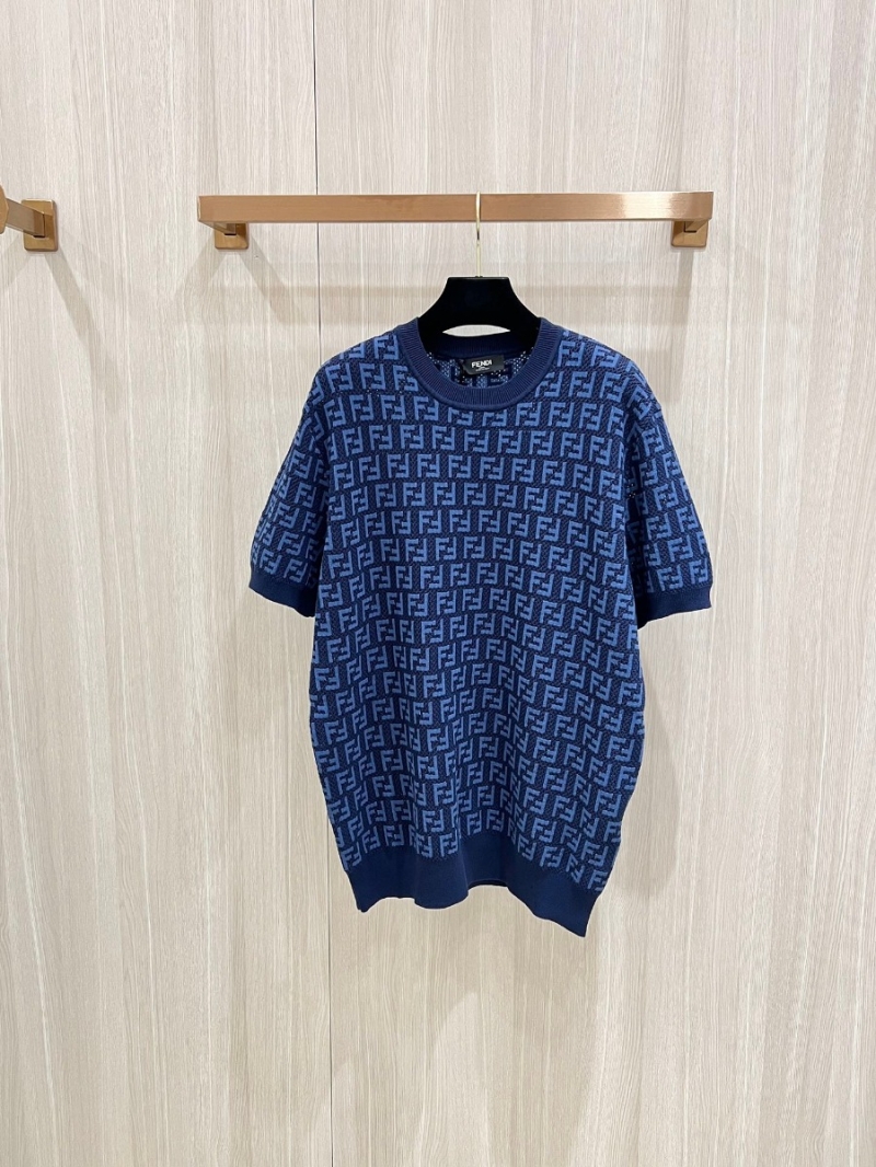 Fendi Blue FF Pattern Short Sleeve Shirt