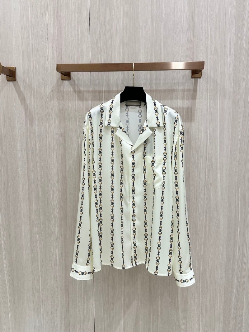 Gucci Chain Print Silk Shirt – White/Chain Pattern