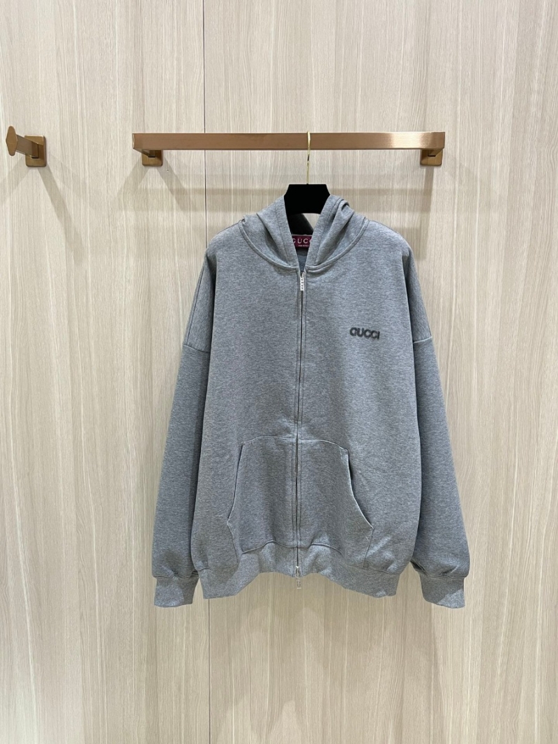 Gucci "Slogan Embroidery" Zip-Up Hoodie