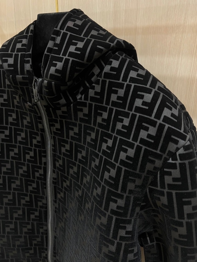 Fendi Double F Flocked Print Jacket – Black