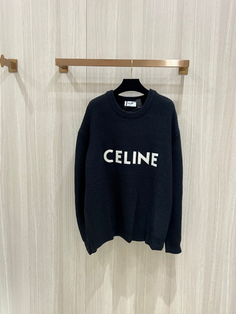 CELINE Collection Wool Knit Unisex Sweater - Black