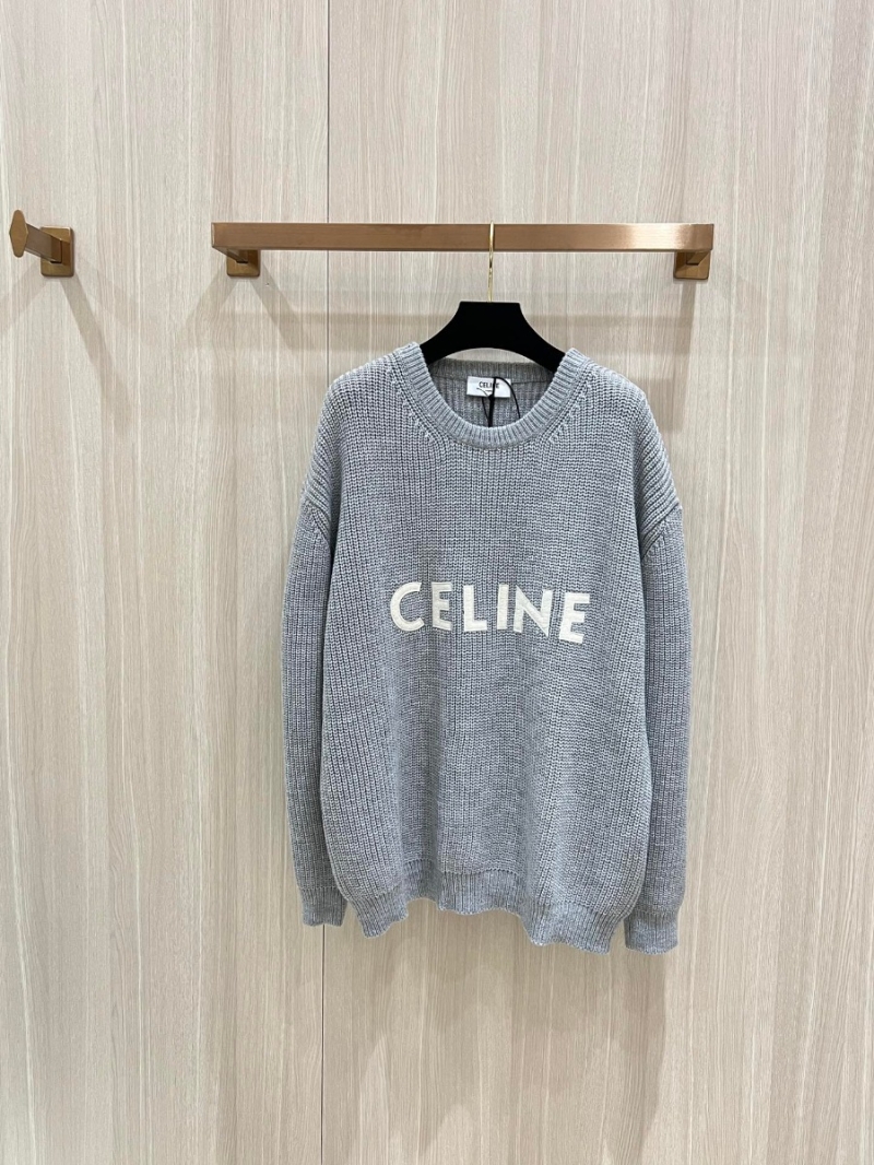 CELINE Collection Wool Knit Unisex Sweater - Grey