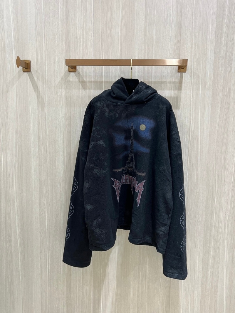 BALENCIAGA PARIS EIFFEL TOWER Fleece Hoodie (Black Night Scene)