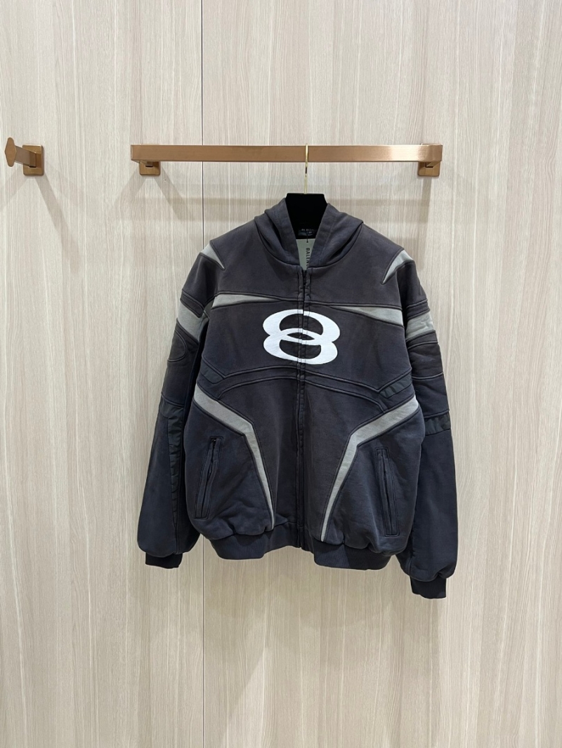 BALENCIAGA UNITY SPORTS ICON BIKER Armored Double-Ring Motorcycle Jacket (Washed Grey)