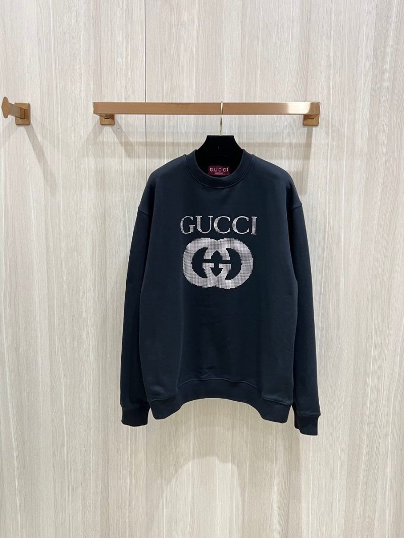 GUCCI Double G Embroidered Knit Sweatshirt in Black