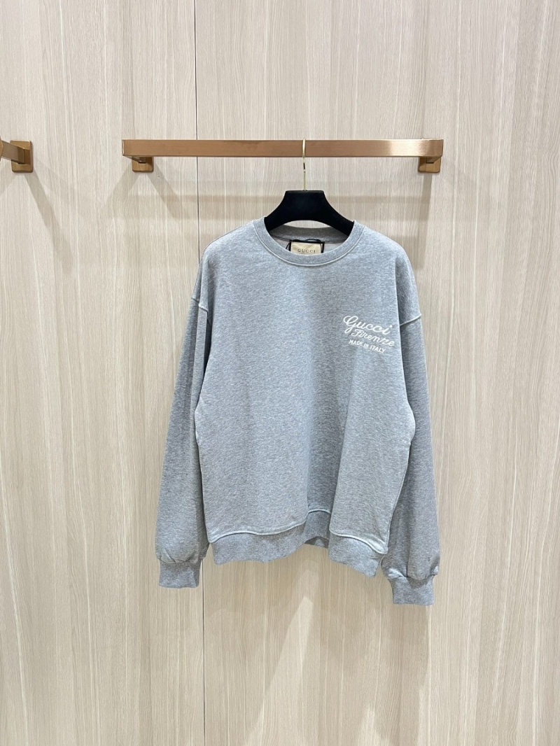 Gucci 24 FW Early Autumn Signature Embroidered Crewneck Cotton Sweatshirt - Gray