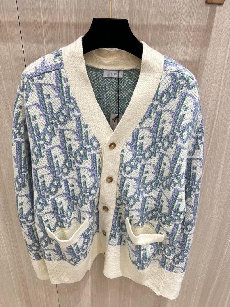 Dior Oblique Collection Wool Blend Cardigan Sweater - Ivory