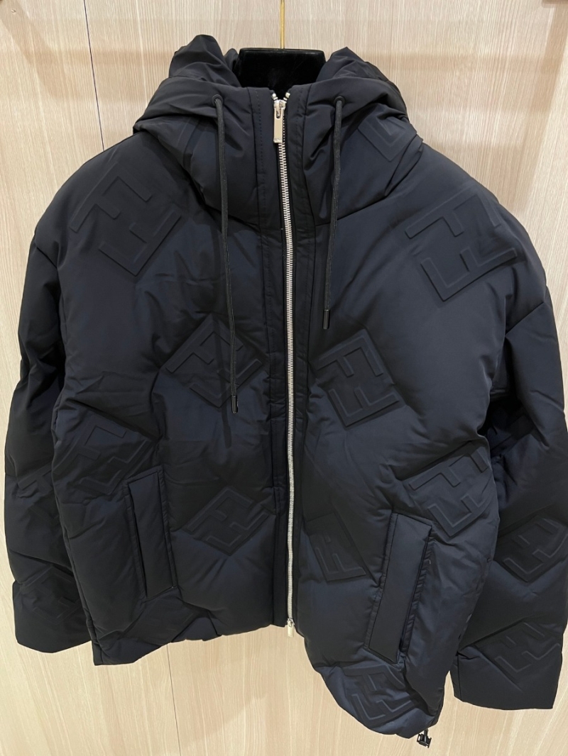 Fendi Double F Embossed Quilted Down Jacket – Black