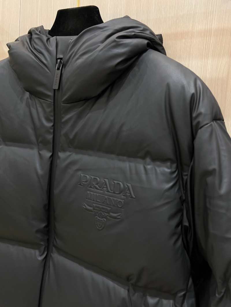 Prada Embossed Logo Goose Down Puffer Jacket – Black