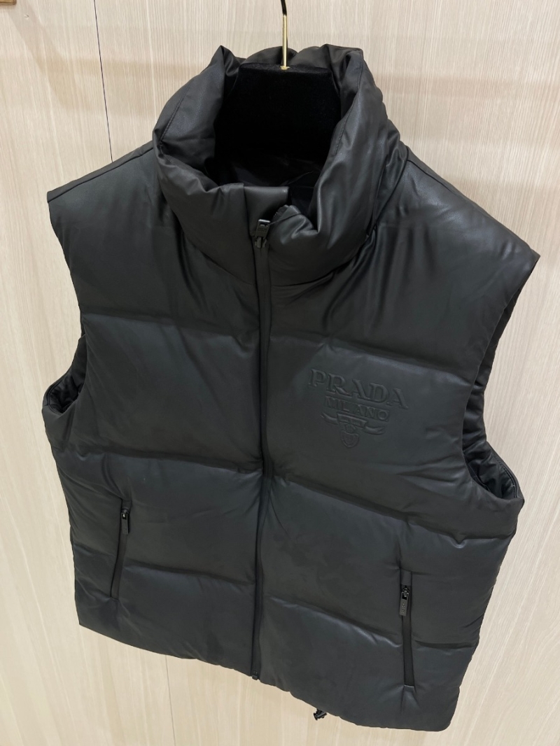 Prada Embossed Logo Goose Down Vest – Black