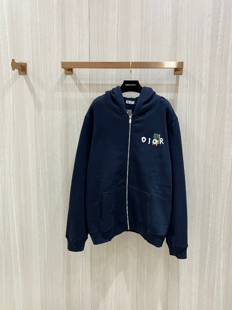 Dior x Otani Workshop Embroidered Dinosaur Zip-Up Hoodie - Navy