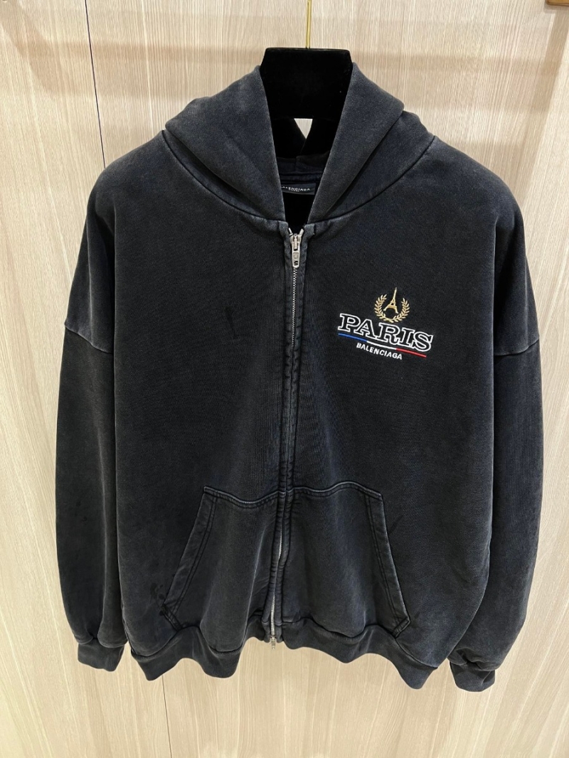 Balenciaga Paris Embroidered Heavyweight Hoodie – Black