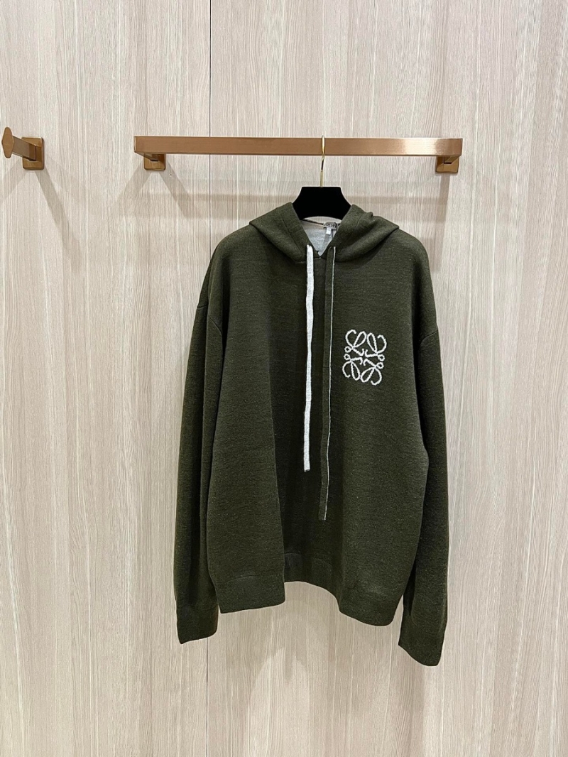 Loewe Forest Green Jacquard Knit Hoodie