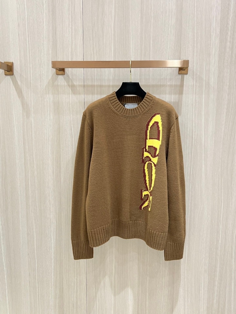 Dior Capsule Collection Tricolor Wool Blend Sweater. Khaki