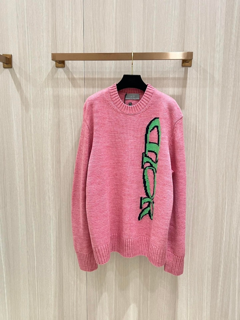 Dior Capsule Collection Tricolor Wool Blend Sweater. Pink