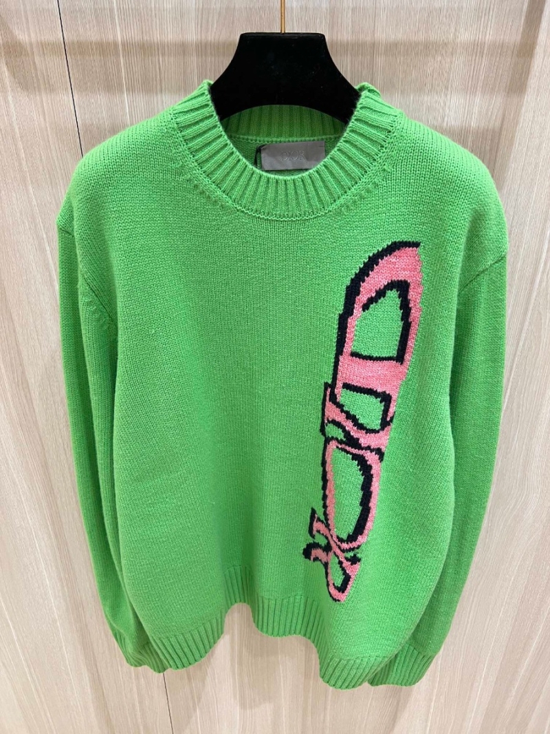 Dior Capsule Collection Tricolor Wool Blend Sweater. Green