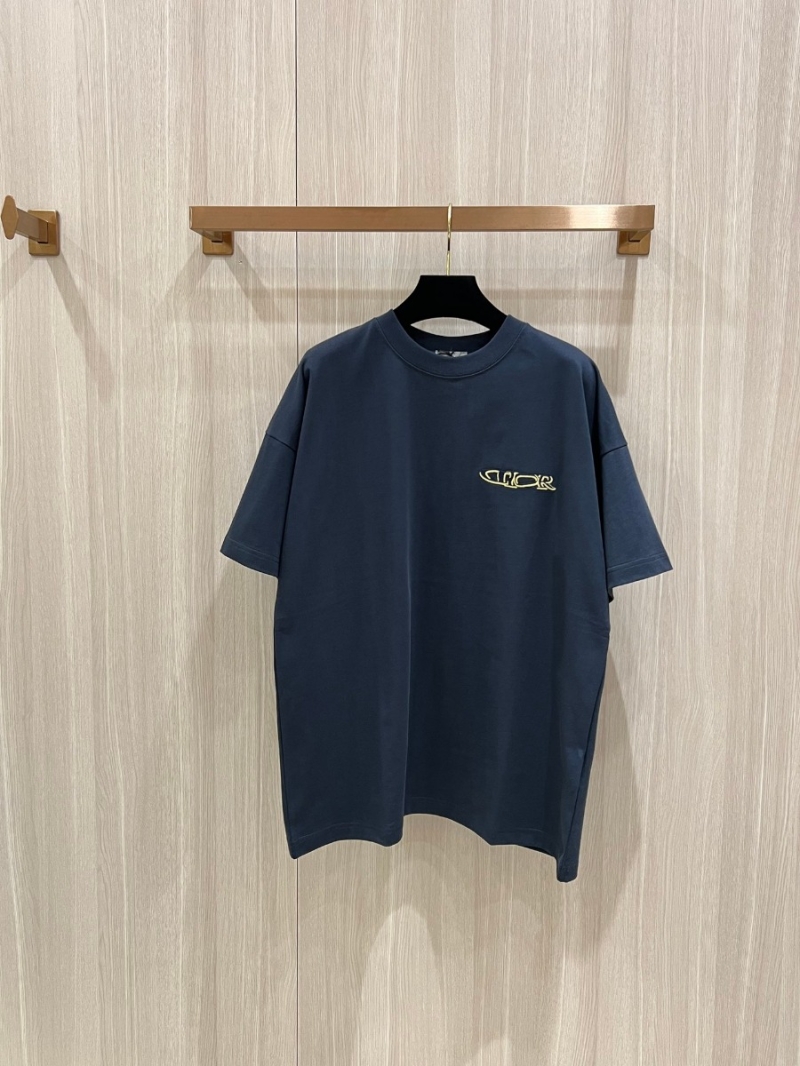 Dior Capsule Collection 3D Embroidered Short-Sleeve T-Shirt Blue