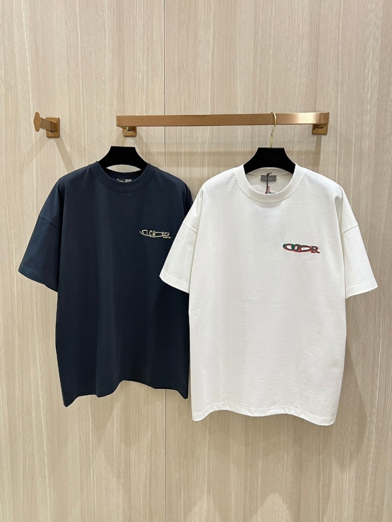 Dior Capsule Collection 3D Embroidered Short-Sleeve T-Shirt White-Grey