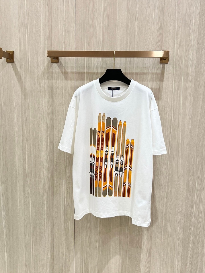 Louis Vuitton LV Ski Collection Gold Foil Print Short-Sleeve T-Shirt White