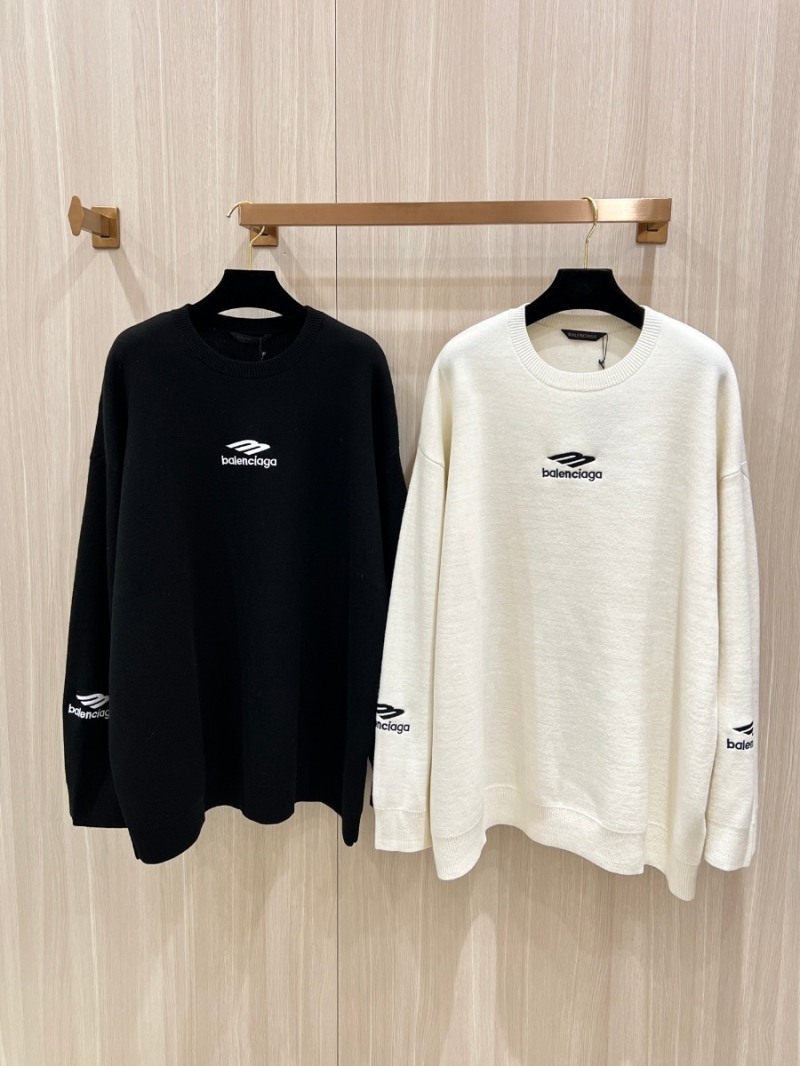 Balenciaga 3M Letter Embroidery Wool Sweater Black