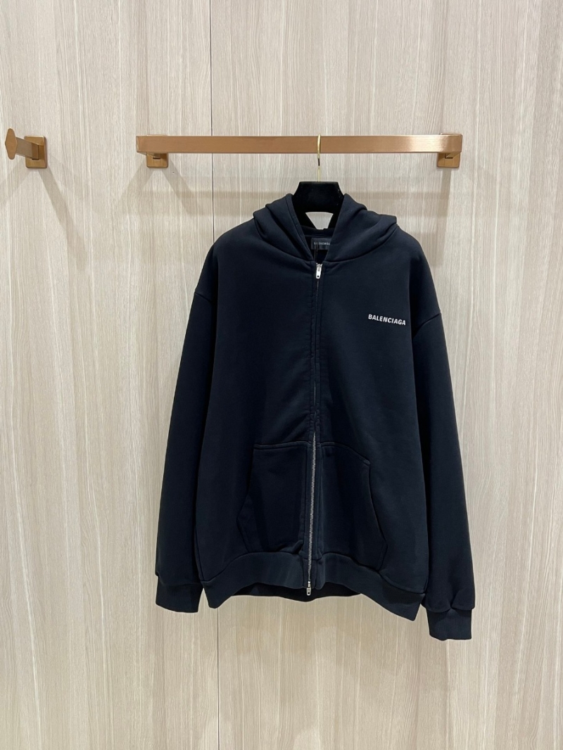 Balenciaga 24 FW Collection Reflective Letter Zip-Up Hoodie in Black