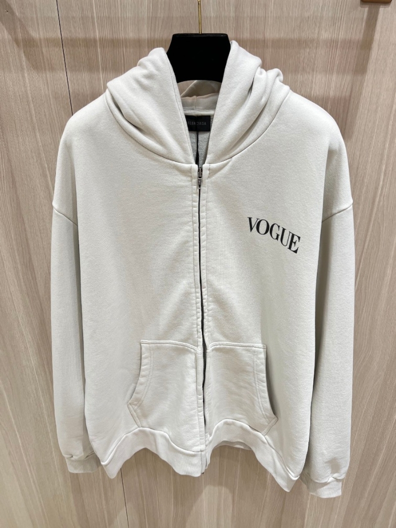 Balenciaga 24 FW Collection Vogue Collaboration Zip-Up Hoodie in Grey-White