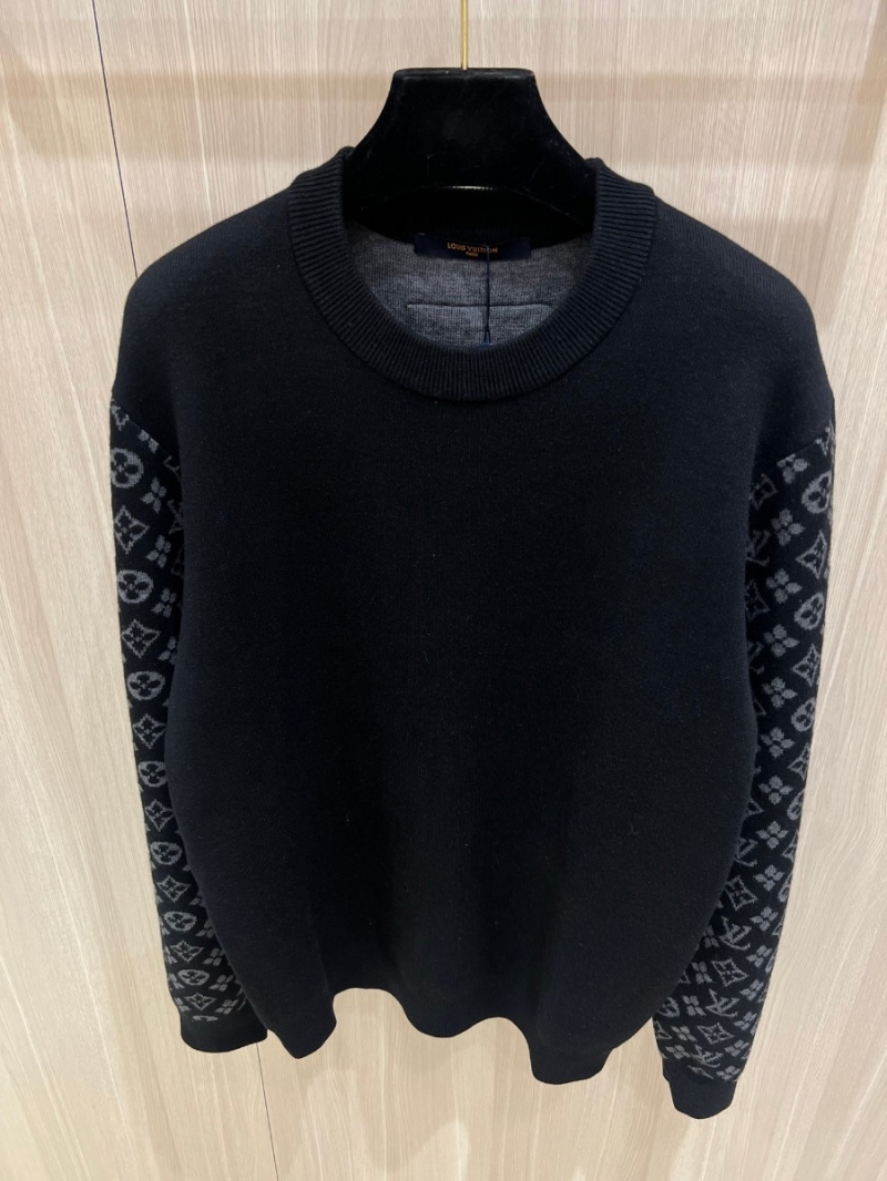 Louis Vuitton LV 24 FW Collection Stylish Patchwork Letter Wool Sweater in Blue and White