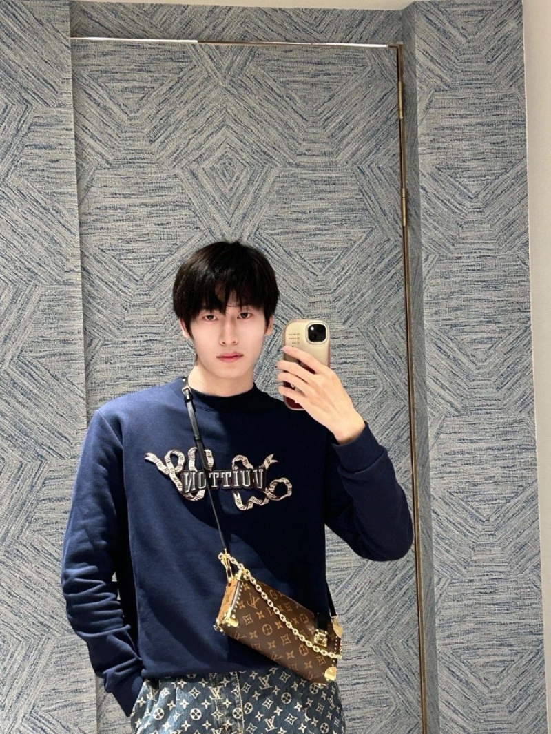 Louis Vuitton LV Navy Blue Collegiate Embroidered Sweatshirt
