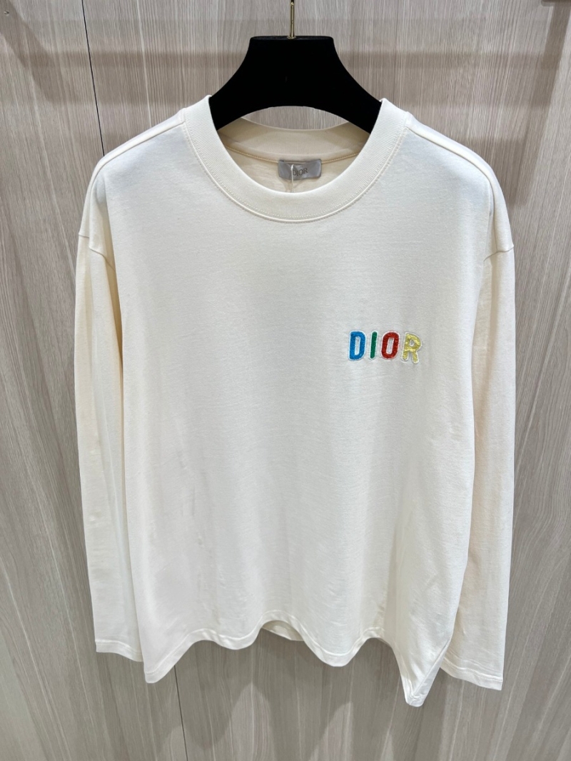 Dior Rainbow Letter Long-Sleeve Base T-Shirt – Cream