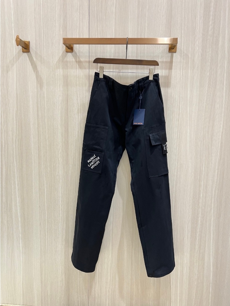 Louis Vuitton LV Embroidered Logo Black Cargo Pants