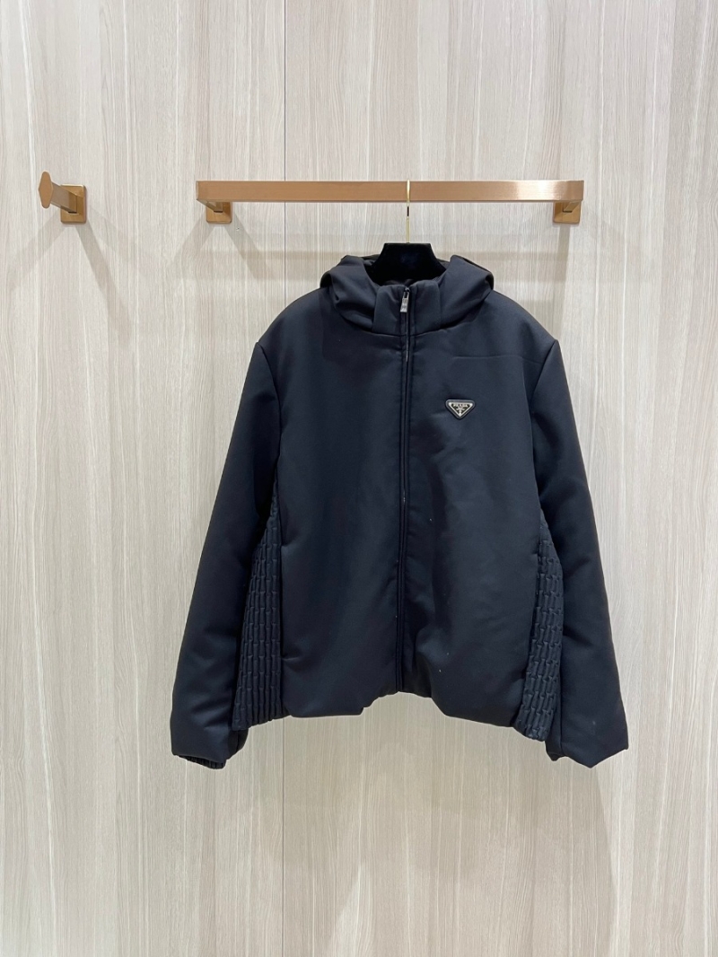 Prada Quilted Triangular Logo Zipper Jacket - Black