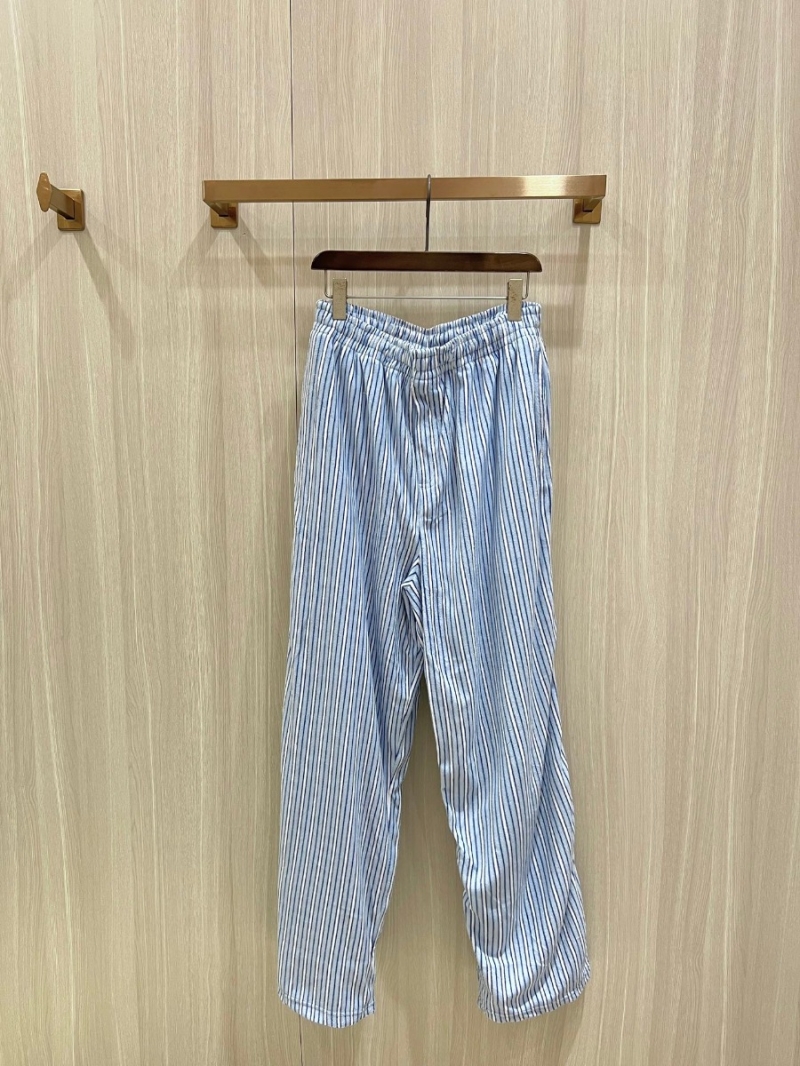 Balenciaga Striped Plush Oversized Track Pants - Blue & White Stripe